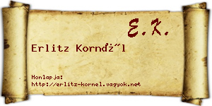 Erlitz Kornél névjegykártya